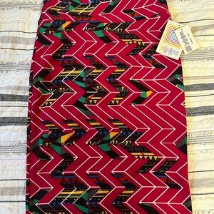 LuLaRoe Red and Black Midi Pencil Skirt